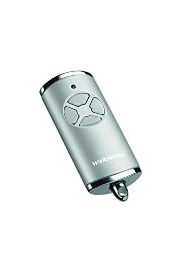 Hörmann hand transmitter HSE 4 BS (frequency 868 MHz, high-gloss silver, garage door opener with chrome caps, batteries, dimensions 28 x 70 x 14 mm, including key ring) 4511581 on sale
